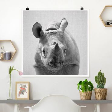 Poster reproduction - Baby Rhinoceros Nina Black And White
