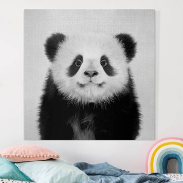 Tableau sur toile - Baby Panda Prian Black And White - Carré 1:1