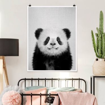 Poster reproduction - Baby Panda Prian Black And White