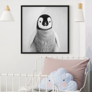 Poster encadré - Baby Penguin Pepe Black And White