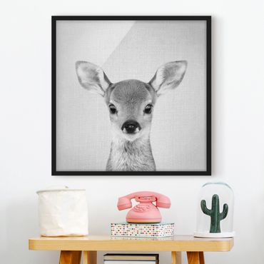 Poster encadré - Baby Roe Deer Romy Black And White