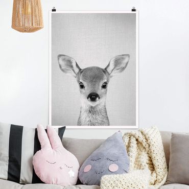 Poster reproduction - Baby Roe Deer Romy Black And White