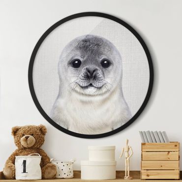 Tableau rond encadré - Baby Seal Ronny