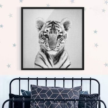 Poster encadré - Baby Tiger Thor Black And White