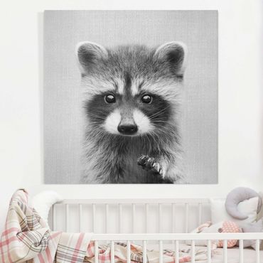 Tableau sur toile - Baby Raccoon Wicky Black And White - Carré 1:1
