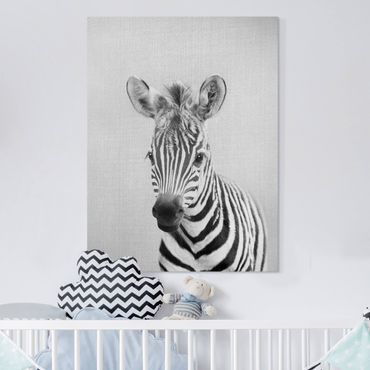 Tableau sur toile - Baby Zebra Zoey Black And White - Format portrait 3:4