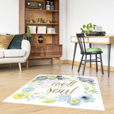Vinyl Floor Mat - Flower Wreath With Saying - Soul - Square Format 1:1