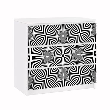 Papier adhésif pour meuble IKEA - Malm commode 3x tiroirs - Abstract Ornament Black And White