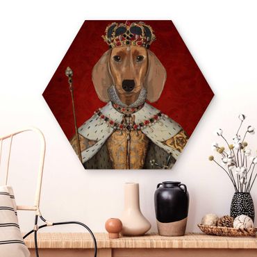 Hexagone en bois - Animal Portrait - Dachshund Queen