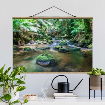 Tableau en tissu avec porte-affiche - Creek In Jungle