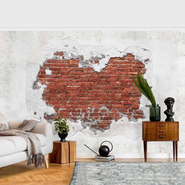 Papier peint - Brick Wall Shabby Plaster