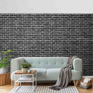 Metallic wallpaper - Brick Wall Black