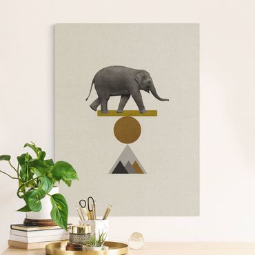 Tableau sur toile naturel - Art Of Balance Elephant - Format portrait 3:4