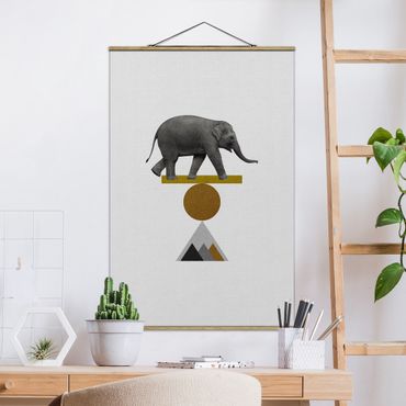 Tableau en tissu avec porte-affiche - Art Of Balance Elephant - Format portrait 2:3