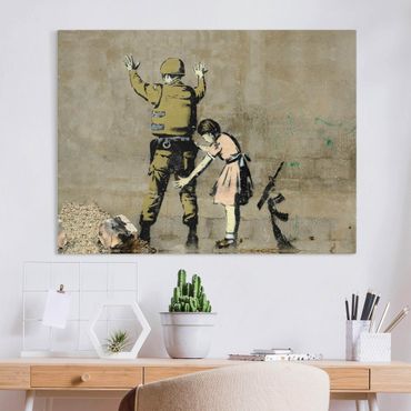 Tableau sur toile - Banksy - Girl Frisking Soldier