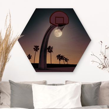 Hexagone en bois - Basketball With Moon