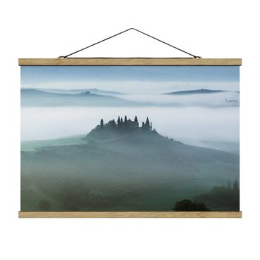 Tableau en tissu avec porte-affiche - Farmhouse In Fog