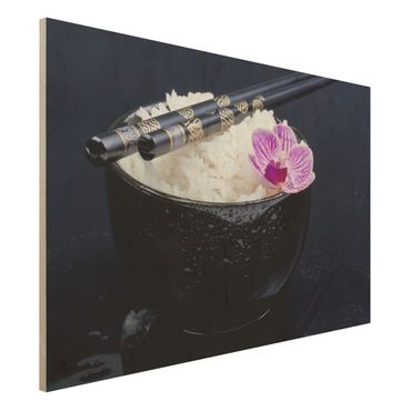 Impression sur bois - Rice Bowl With Orchid