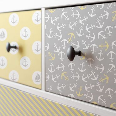 Papier adhésif pour meuble - Maritime Pattern Set With Anchor,Stripes And Dots
