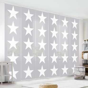 Set de panneaux coulissants - Large white stars on grey