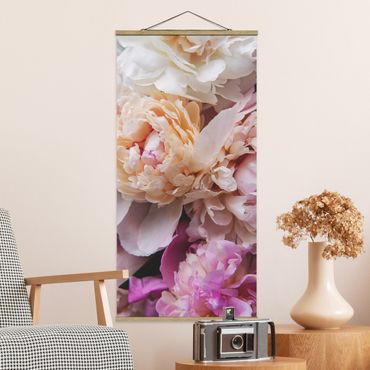 Tableau en tissu avec porte-affiche - Blooming Peonies