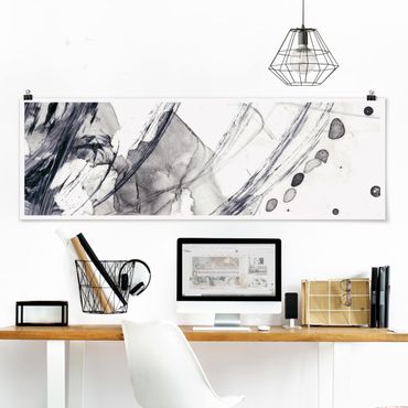 Poster panoramique abstrait - Sonar Black And White I