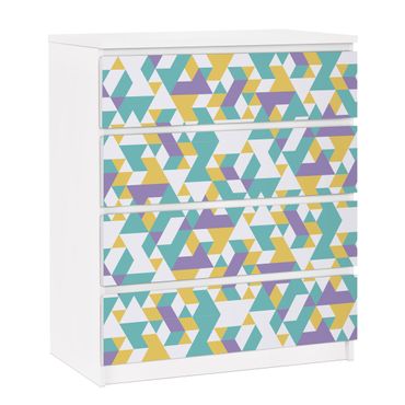Papier adhésif pour meuble IKEA - Malm commode 4x tiroirs - No.RY33 Lilac Triangles