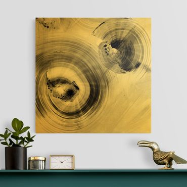 Tableau sur toile or - Curved Circles Black And White