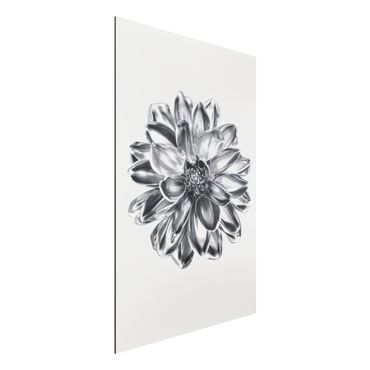Tableau sur aluminium - Dahlia Flower Silver Metallic