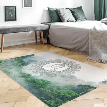 Vinyl Floor Mat - Buddha Mandala In Fog - Landscape Format 3:2