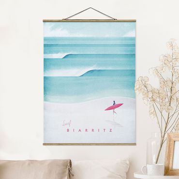 Tableau en tissu avec porte-affiche - Travel Poster - Biarritz
