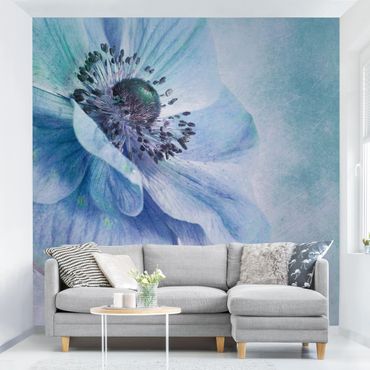 Papier peint adhésif floral - Flower In Turquoise
