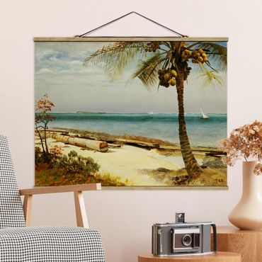 Tableau en tissu avec porte-affiche - Albert Bierstadt - Tropical Coast