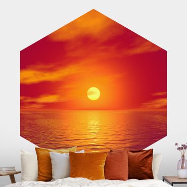 Papier peint hexagonal autocollant avec dessins - Beautiful Sunset