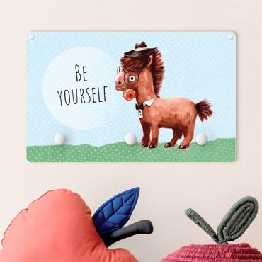 Porte-manteau enfant - Bespectacled Pony With Text Be Yourself