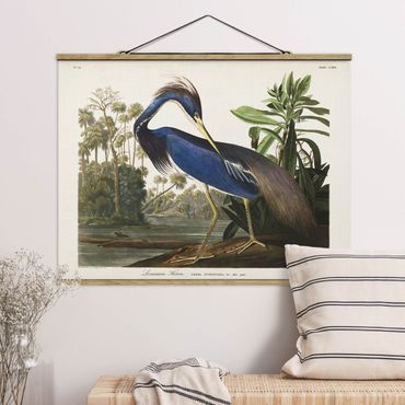 Tableau en tissu avec porte-affiche - Vintage Board Louisiana Heron