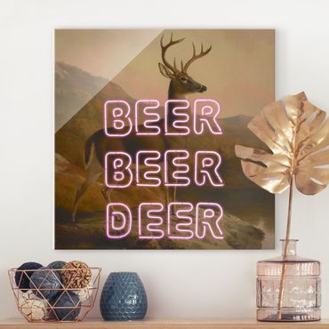 Tableau en verre - Beer Beer Deer - Carré