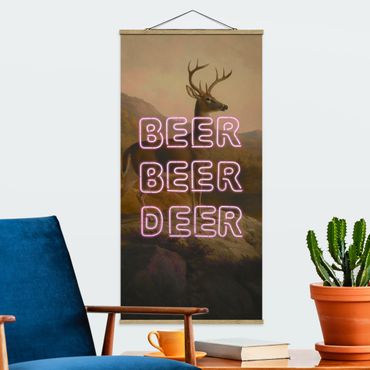 Tableau en tissu avec porte-affiche - Beer Beer Deer