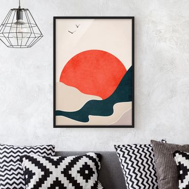 Poster encadré - Mountains In Red Sunset