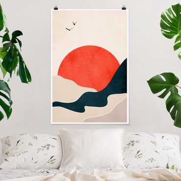 Poster reproduction - Mountains In Red Sunset - 2:3