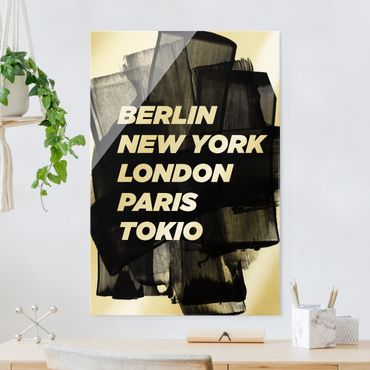 Tableau en verre - Berlin New York London - Format portrait
