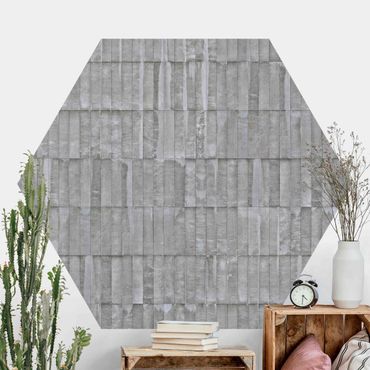 Papier peint panoramique hexagonal autocollant - Concrete Brick Wallpaper