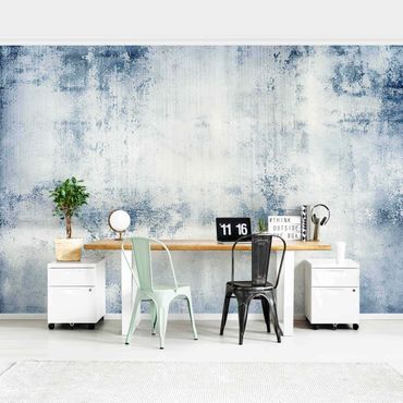 Papier peint - Concrete Wall Shabby Plaster Blue