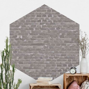 Papier peint panoramique hexagonal autocollant - Concrete Brick
