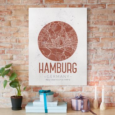 Impression sur toile - Hamburg City Map - Retro