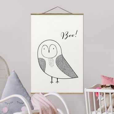 Tableau en tissu avec porte-affiche - Owl Boo Drawing