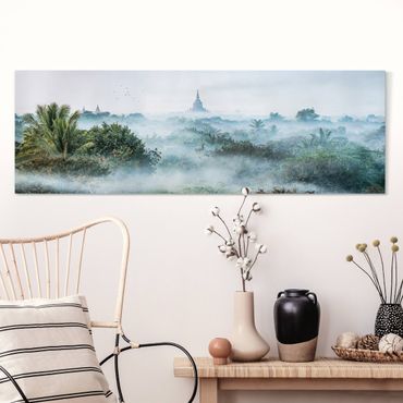 Impression sur toile - Morning Fog Over The Jungle Of Bagan
