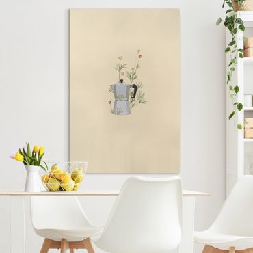 Impression sur toile - Bialetti avec fleurs - Format portrait 2:3