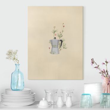 Impression sur toile - Bialetti avec fleurs - Format portrait 3:4