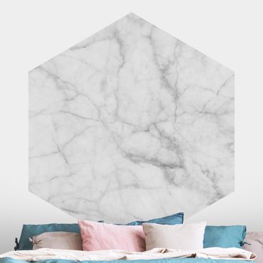 Papier peint panoramique hexagonal autocollant - Bianco Carrara